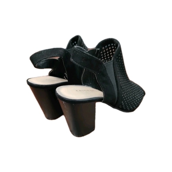 Chinese Laundry Slingback Sandals Womens 7.5M Black Perforated Peep‎ Toe Party - Picture 3 of 9